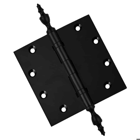 Embassy 5 x 5 Solid Brass Hinge, Flat Black Finish with Urn Tips 5050BBUS19U-1